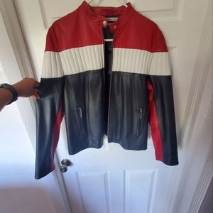 Vintage Tommy Hilfiger leather motorcycle jacket, XL